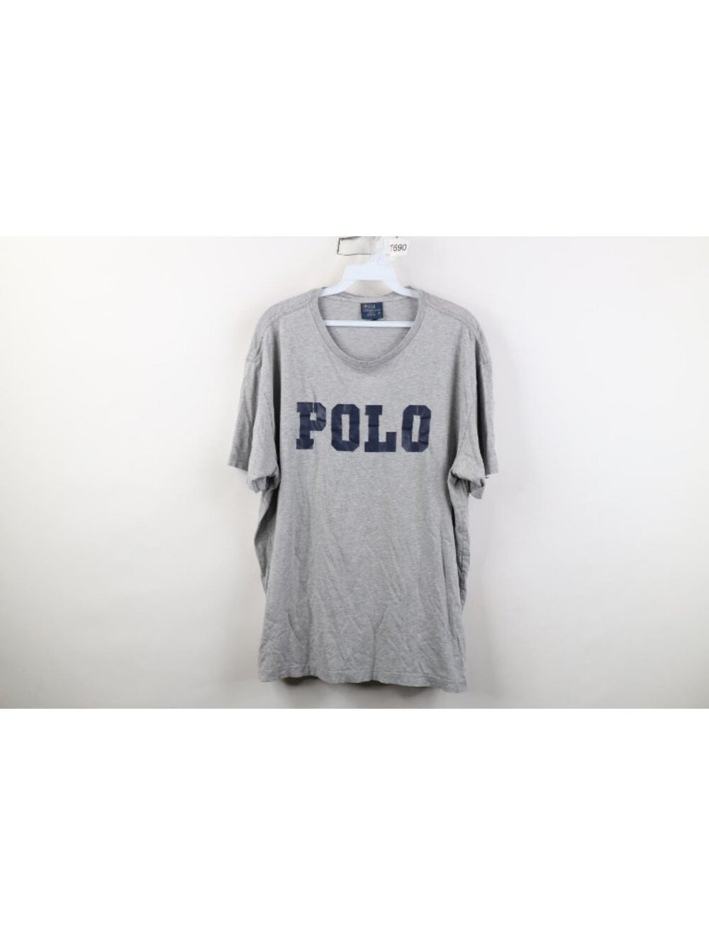 Vintage 90s Ralph Lauren Mens Large Spell Out Block Letter T-Shirt Heather Gray